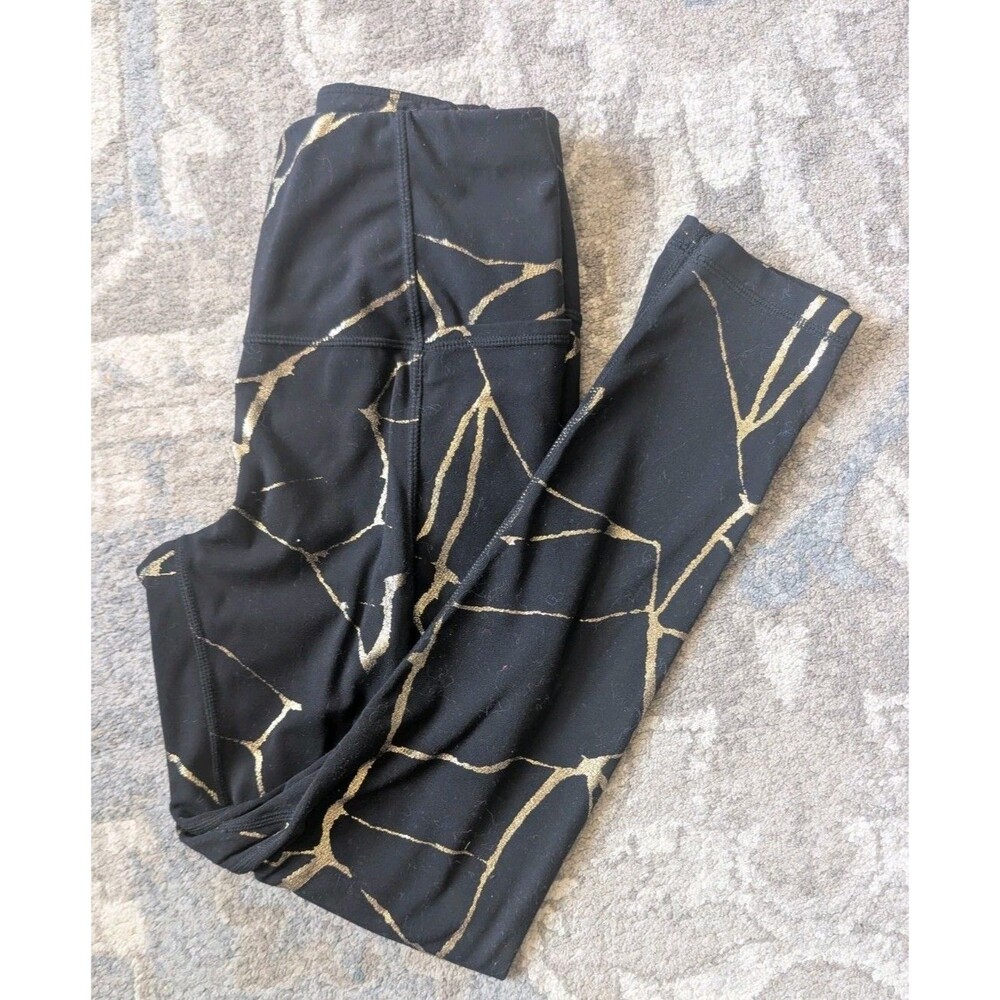 Sweaty Betty Leggings Size S 0-2 Black Gold Wabi Sabi 7/8 Length Women's